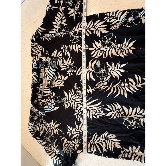 Vintage Silk Brand Hawaiian Button Up Camp Shirt Short Sleeve Black & White XXL - Picture 7 of 8